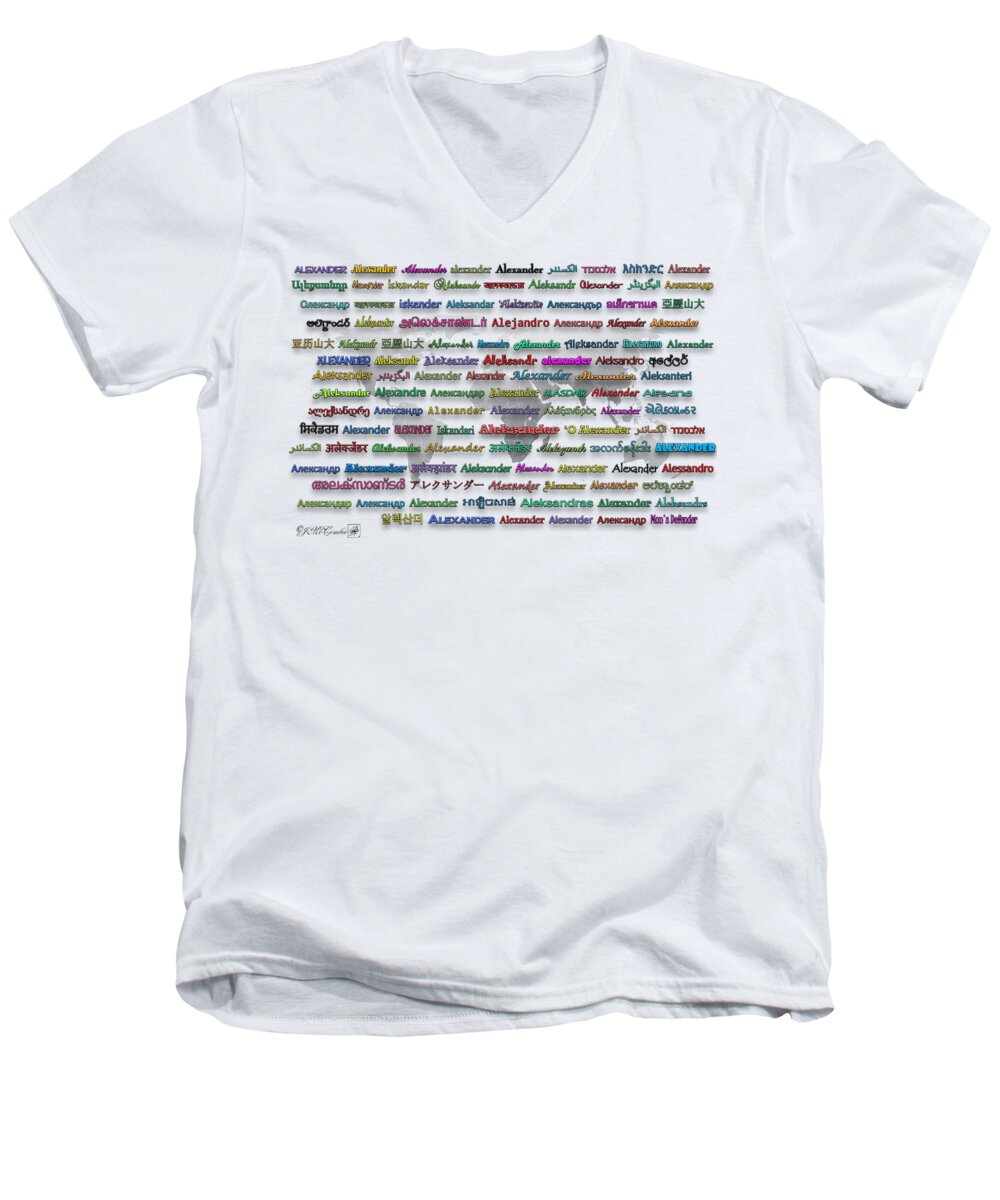 Mccombie Men's V-Neck T-Shirt featuring the digital art Alexander by J McCombie