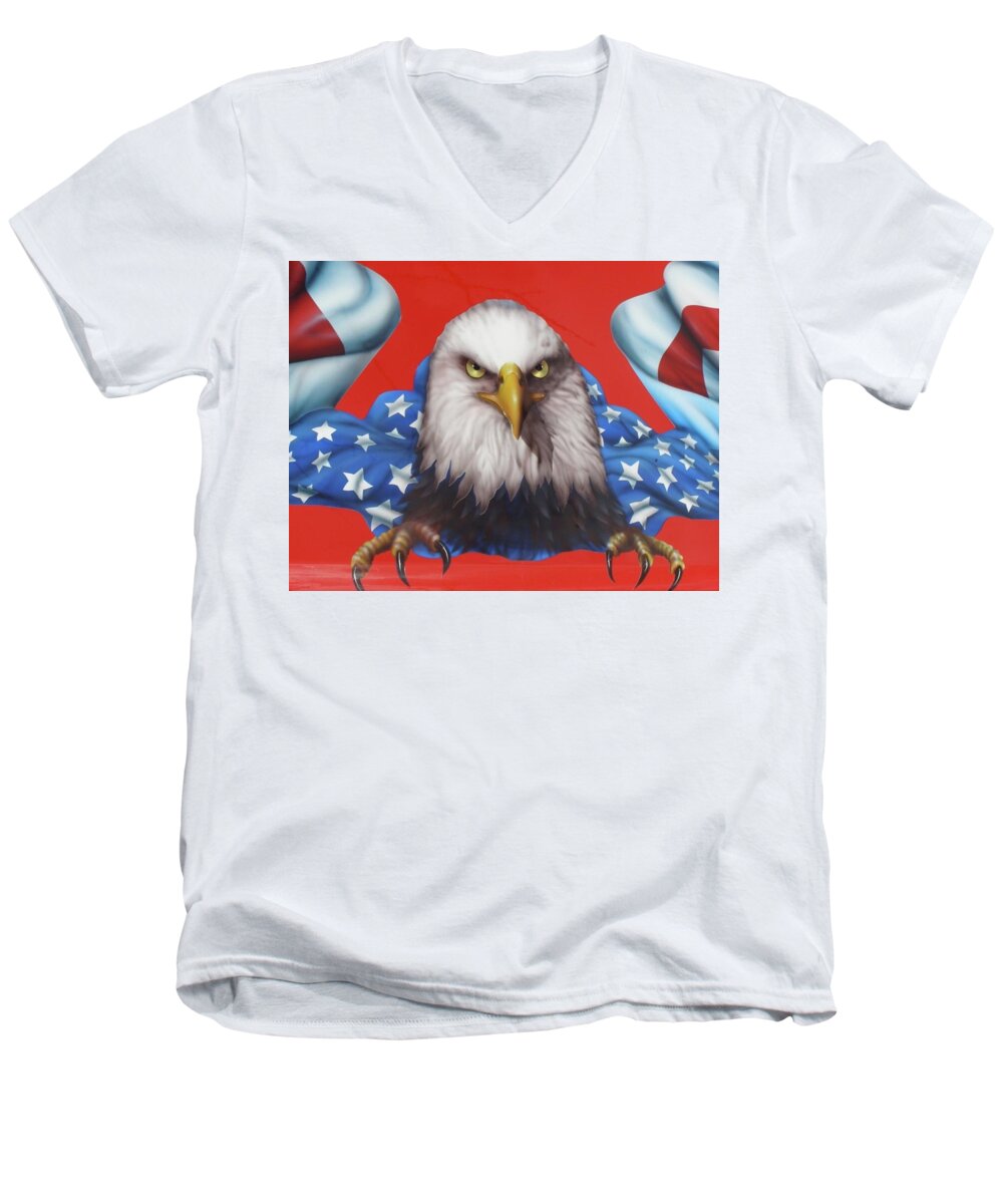 America Patriot Men's V-Neck T-Shirt featuring the painting America Patriot by Alan Johnson