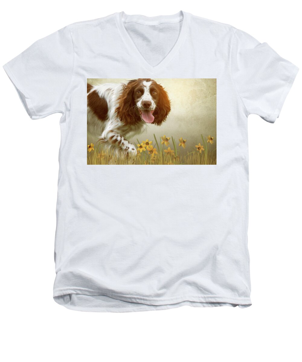 Cute Men's V-Neck T-Shirt featuring the photograph Amongst The Flowers by Ethiriel Photography