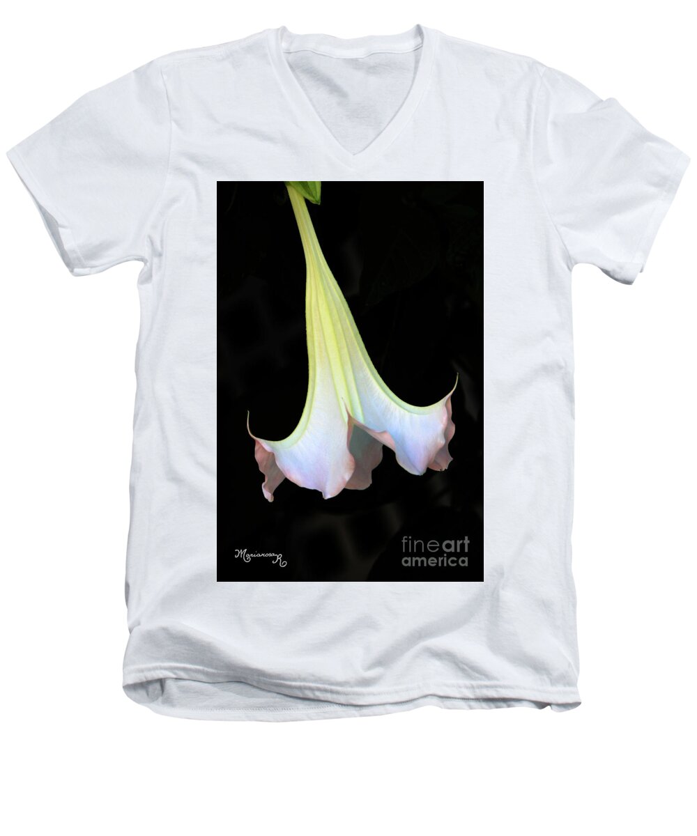 Flora Men's V-Neck T-Shirt featuring the photograph Angel Trumpet by Mariarosa Rockefeller