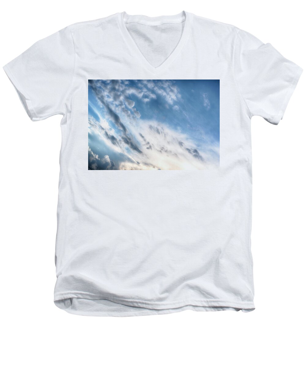 Nature Men's V-Neck T-Shirt featuring the photograph Angry Clouds by Susan Stone