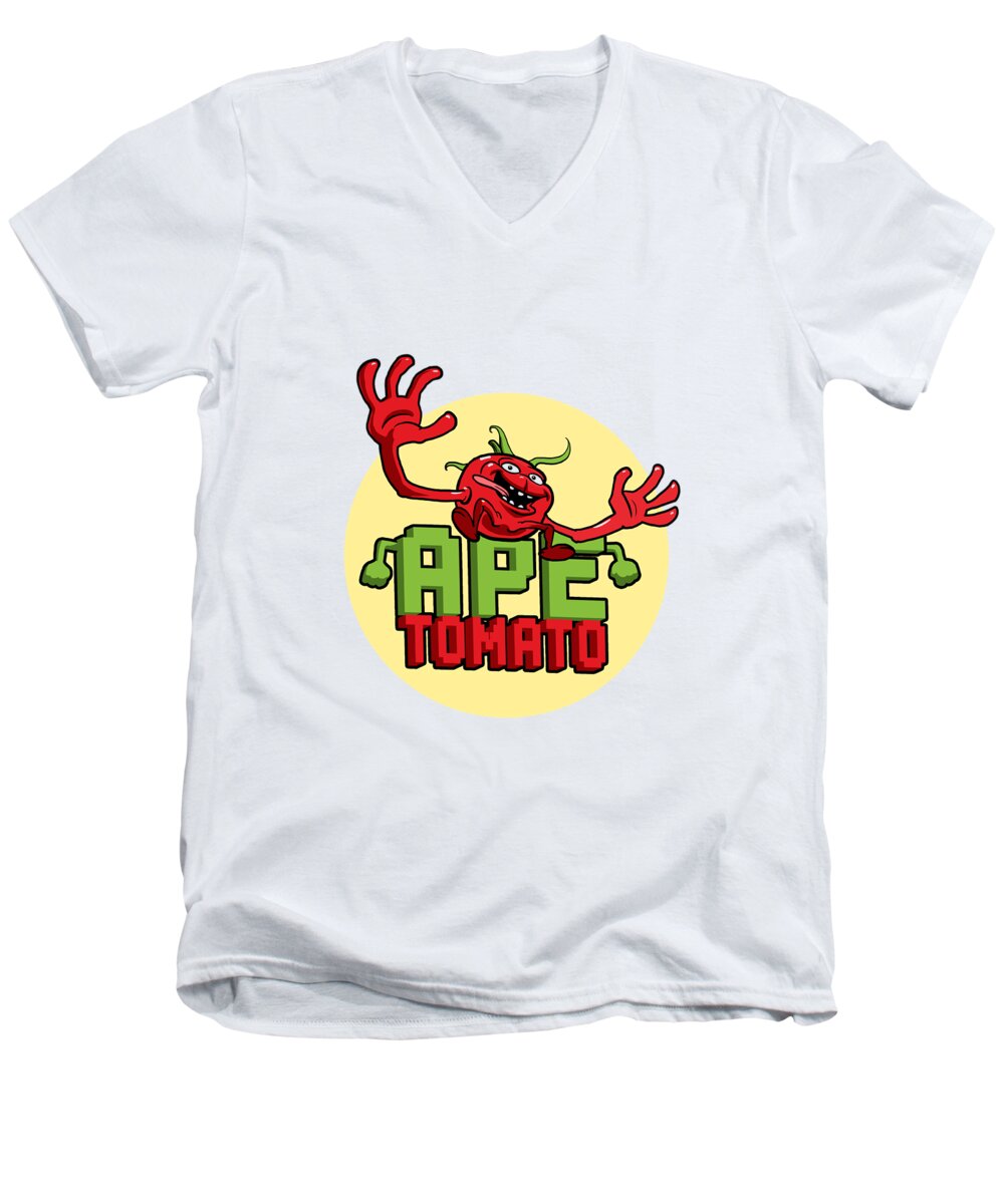 Sidekick Men's V-Neck T-Shirt featuring the digital art Ape Tomato by Nicolas Palmer
