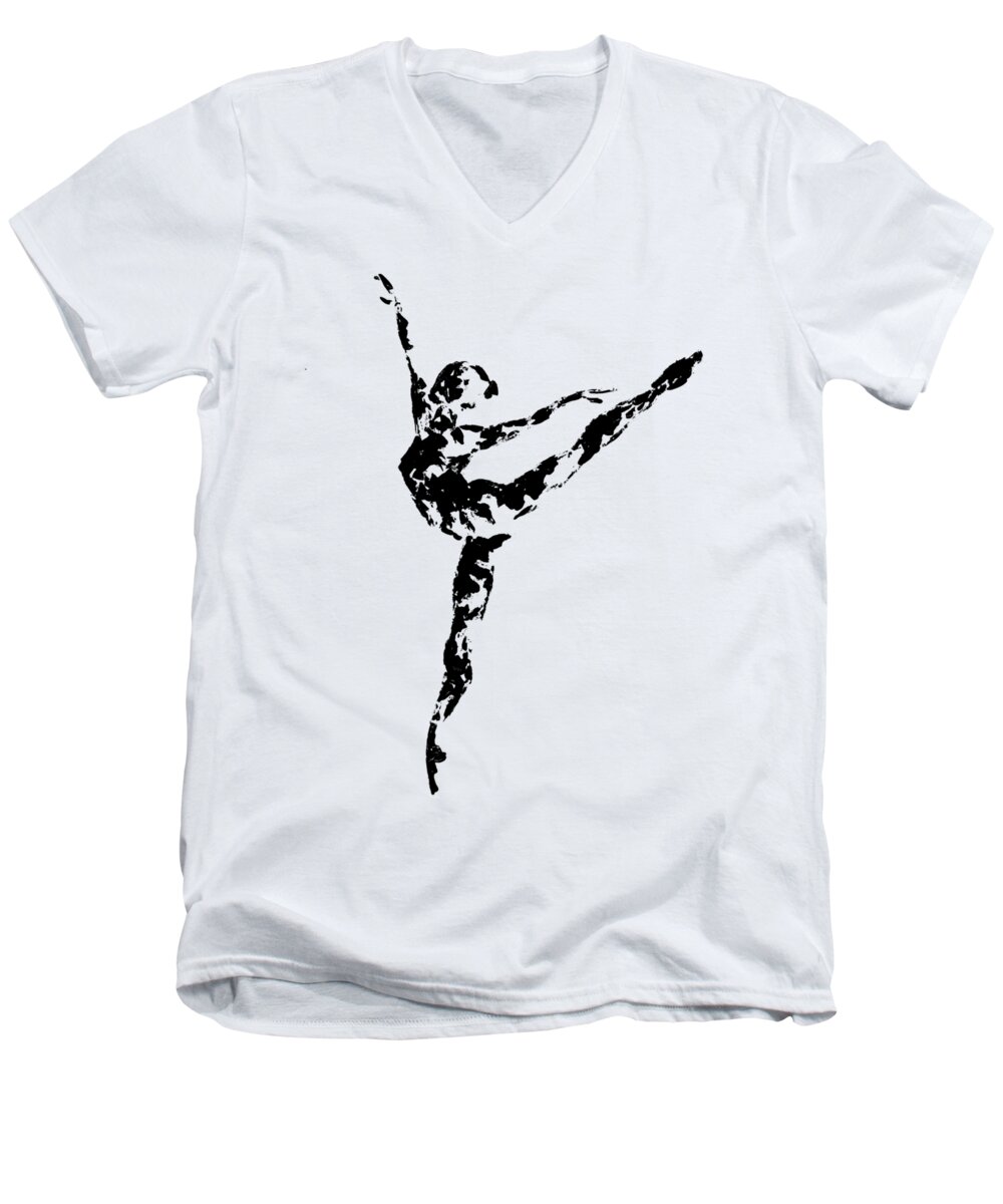 Dance Men's V-Neck T-Shirt featuring the painting Arabesque - transparent background by Emily Page