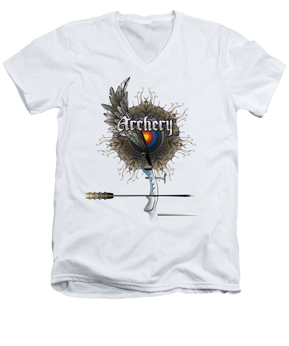 Archery Men's V-Neck T-Shirt featuring the painting Archery Bow Wing by Robert Corsetti