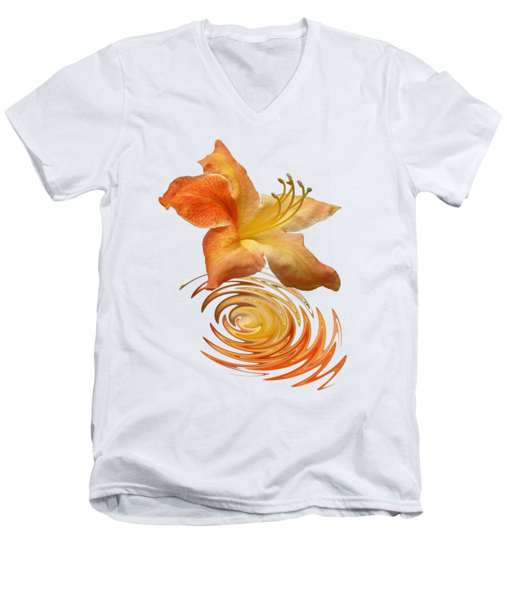 Orange Flower Men's V-Neck T-Shirt featuring the photograph Azalea Ripples by Gill Billington