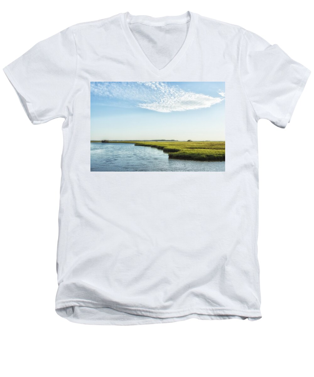 Chincoteague Bay Men's V-Neck T-Shirt featuring the photograph Assateague Island by Belinda Greb