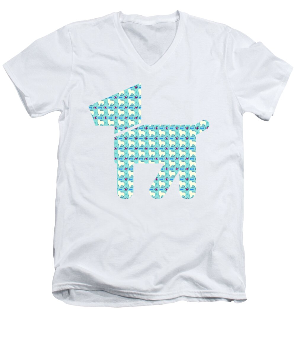 Aussie Men's V-Neck T-Shirt featuring the digital art Aussie Dog Pattern by Becky Herrera