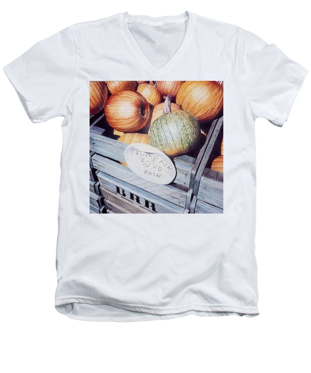 Orange Men's V-Neck T-Shirt featuring the painting Autumn by Constance Drescher