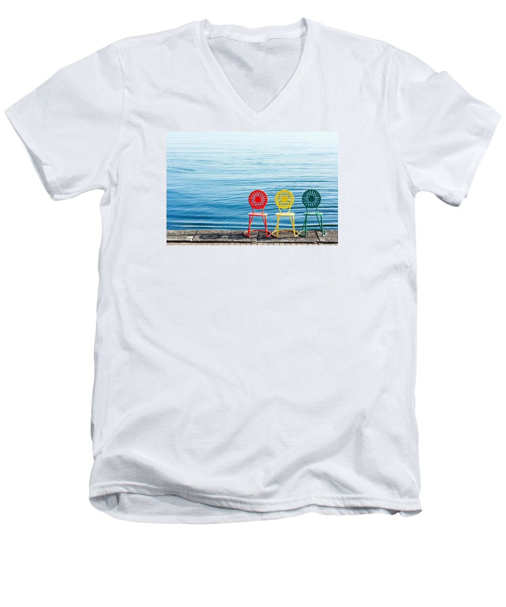 Chairs Men's V-Neck T-Shirt featuring the photograph Available Seats by Todd Klassy