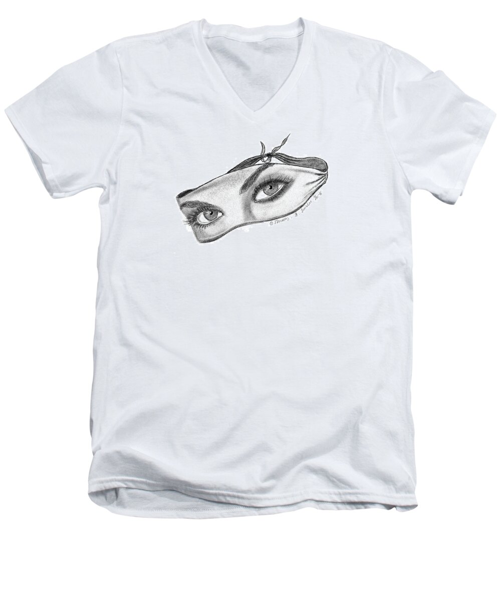 Sketch Men's V-Neck T-Shirt featuring the digital art Babemask by ThomasE Jensen