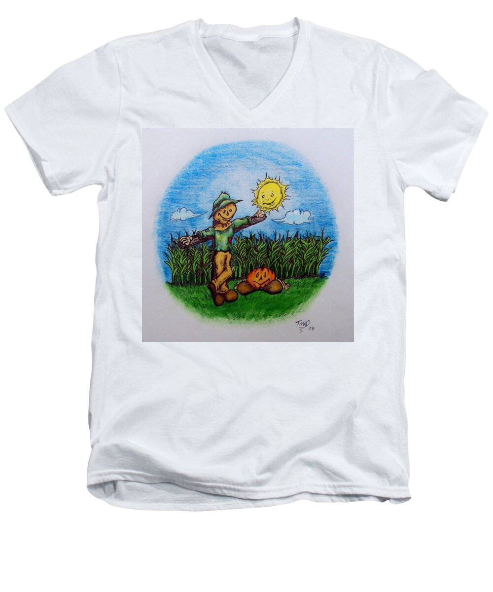 Michael Men's V-Neck T-Shirt featuring the drawing Baggs And Boo by Michael TMAD Finney