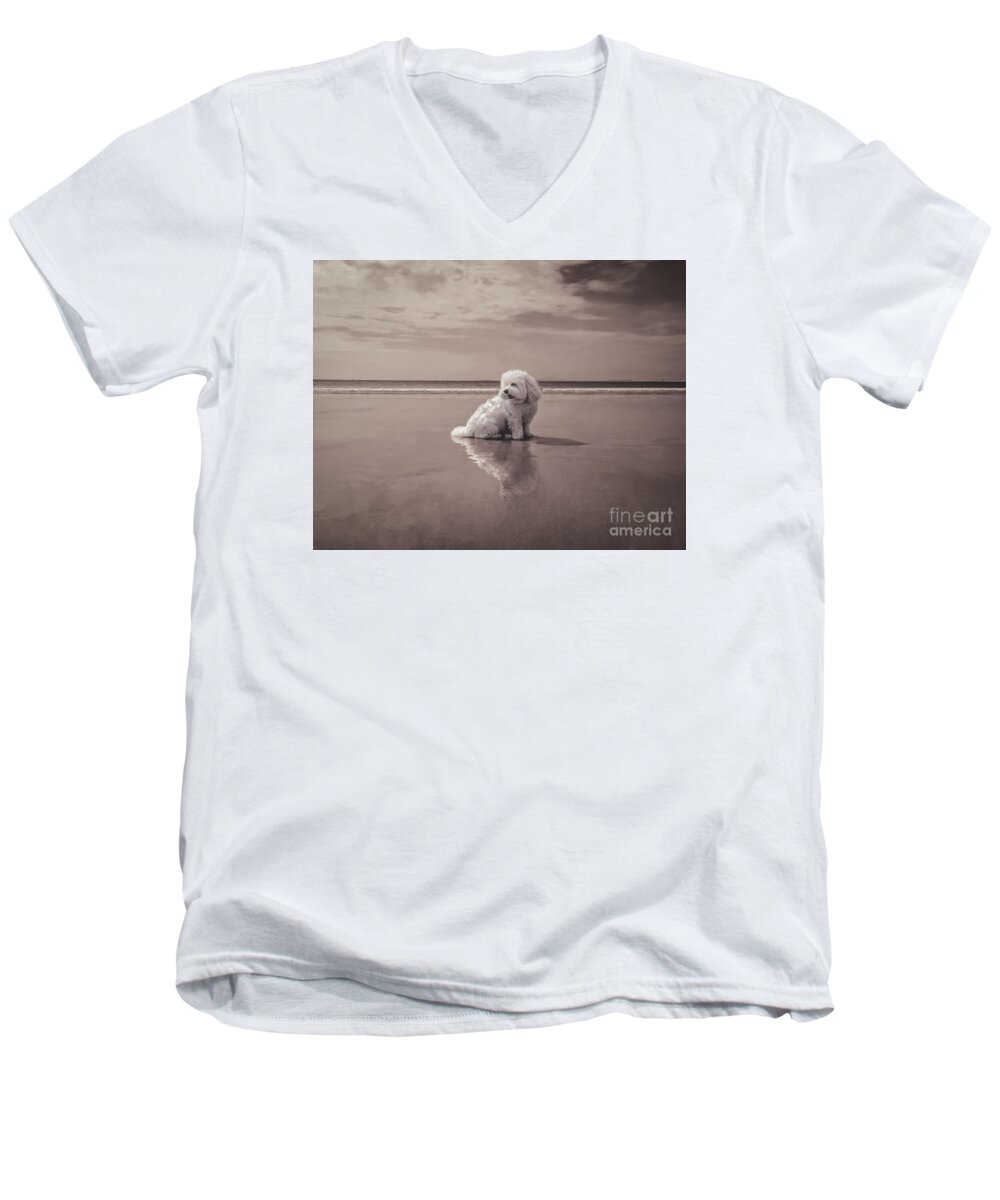 Beach Bum Men's V-Neck T-Shirt featuring the photograph Beach Bum by Charlie Cliques