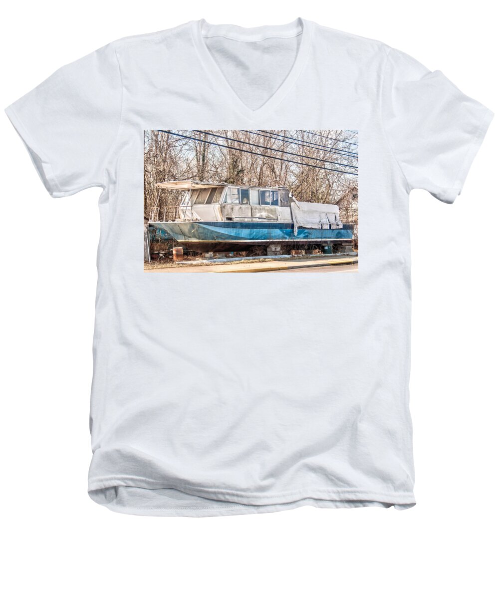  Men's V-Neck T-Shirt featuring the photograph Beached by Melissa Newcomb