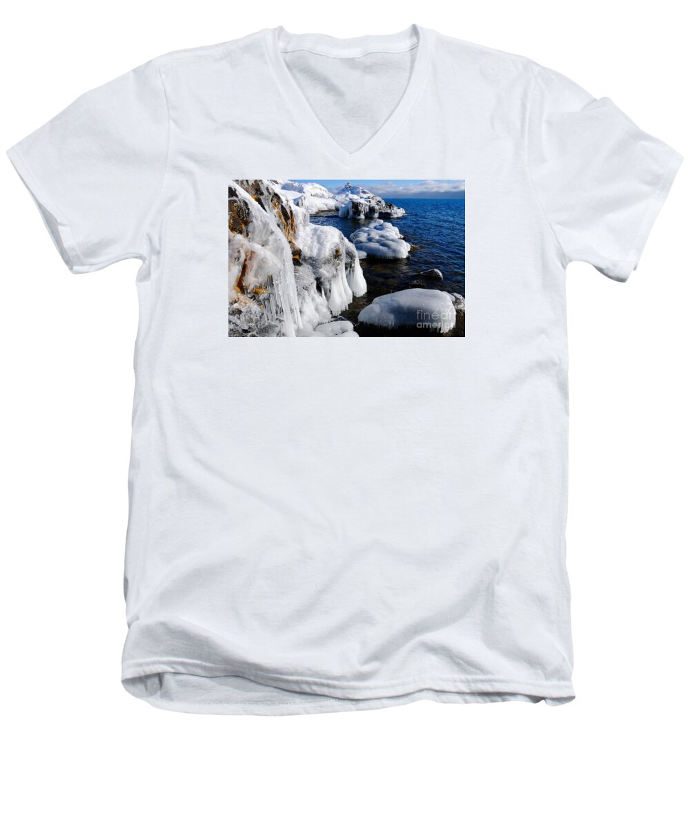 Ice Men's V-Neck T-Shirt featuring the photograph Beautiful Superior Ice by Sandra Updyke