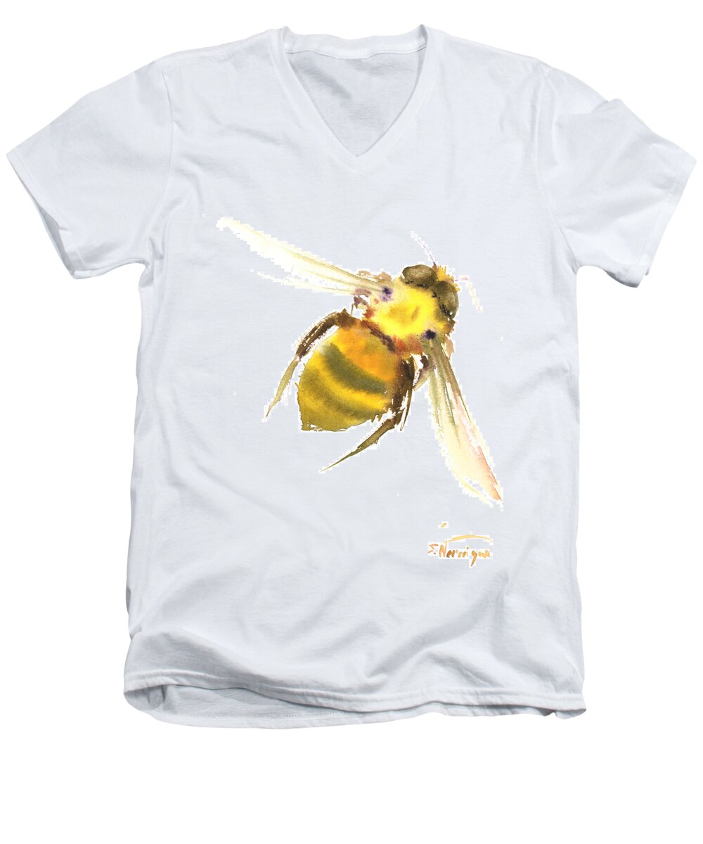 Bee Men's V-Neck T-Shirt featuring the painting Bee by Suren Nersisyan
