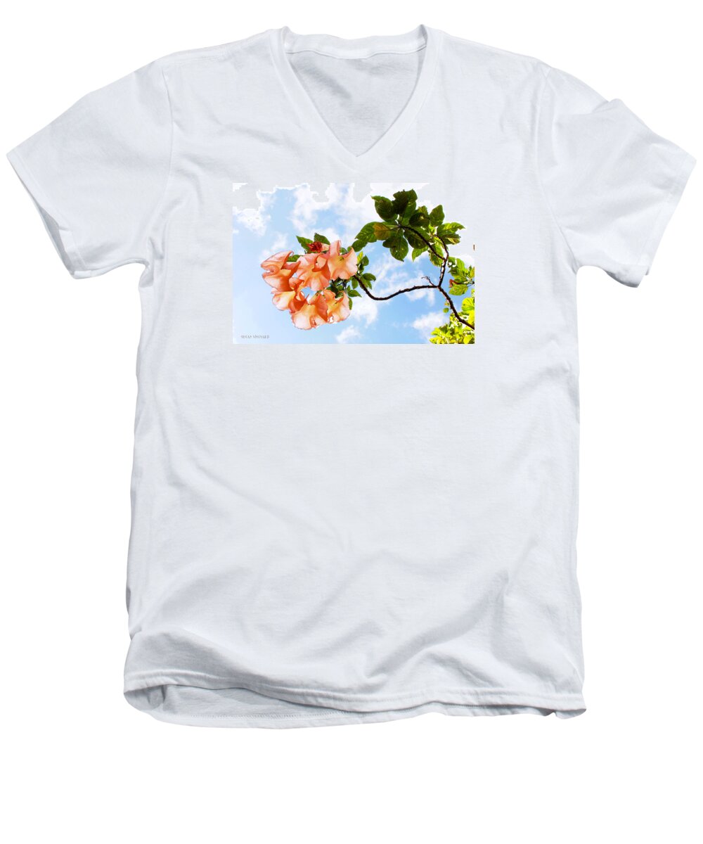 Susan Vineyard Men's V-Neck T-Shirt featuring the photograph Bell Flowers in the Sky by Susan Vineyard