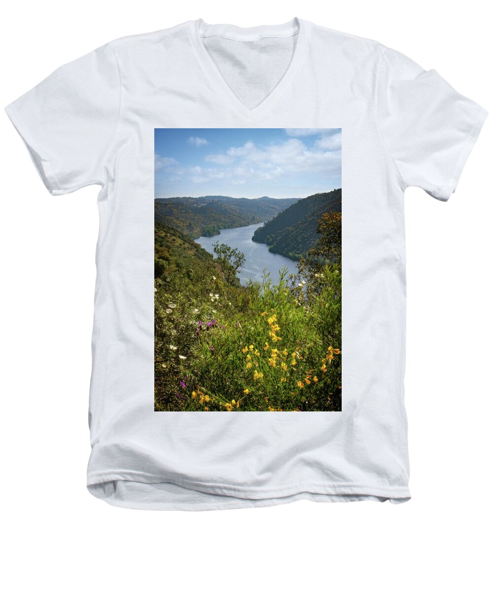 River Men's V-Neck T-Shirt featuring the photograph Belver Landscape by Carlos Caetano