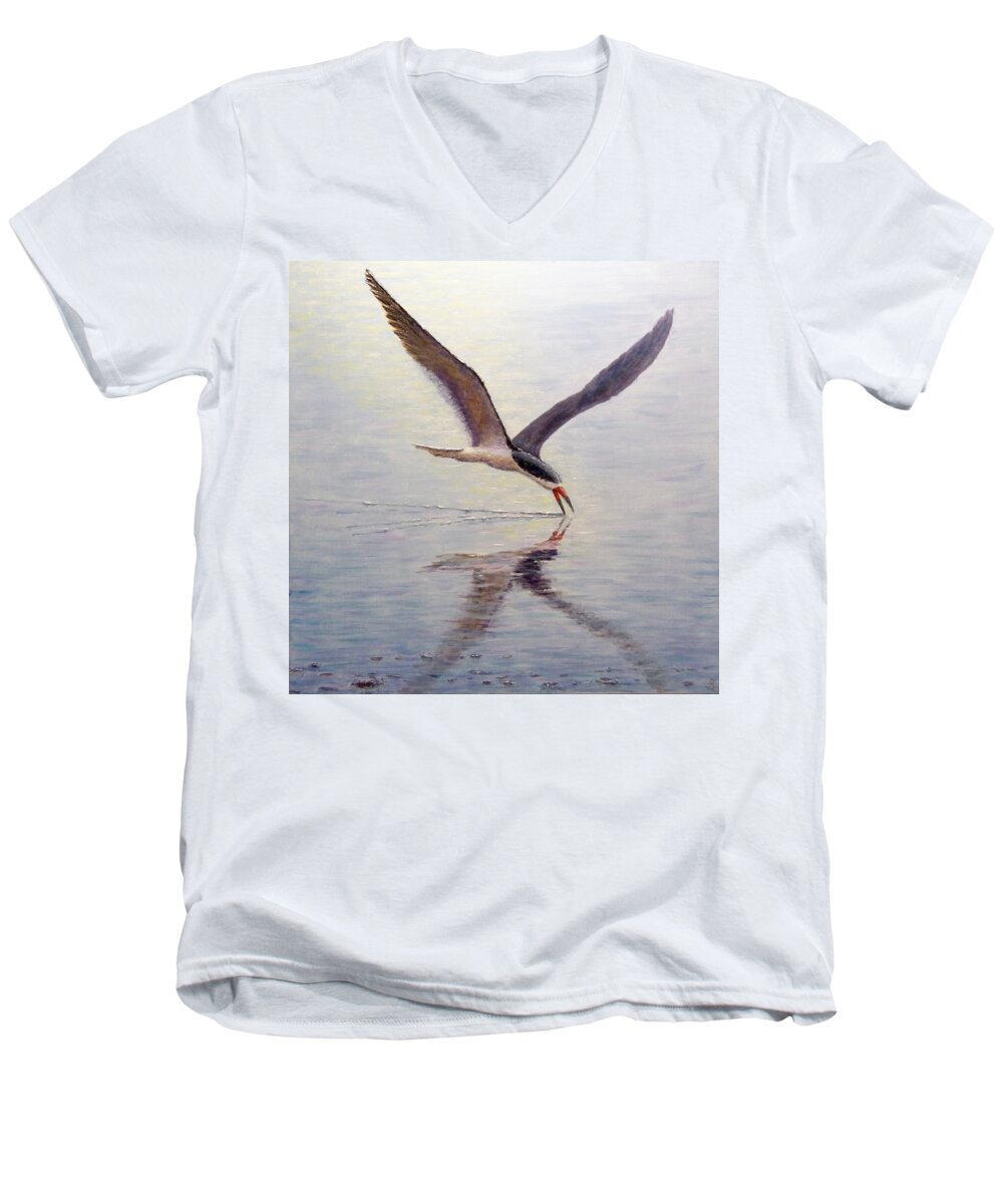 Wildlife Men's V-Neck T-Shirt featuring the painting Black Skimmer by Joe Bergholm