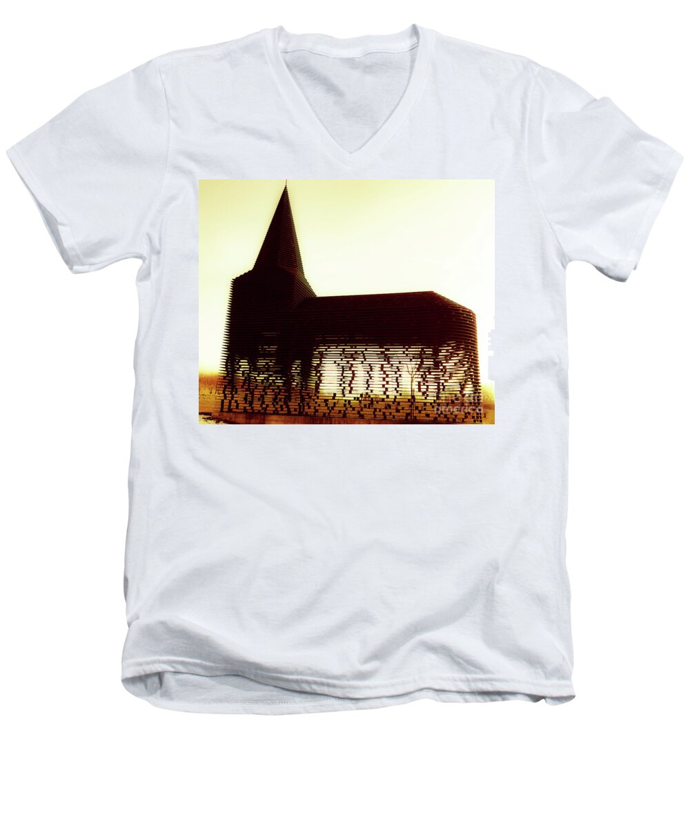 Church Men's V-Neck T-Shirt featuring the photograph Between the Lines by HELGE Art Gallery