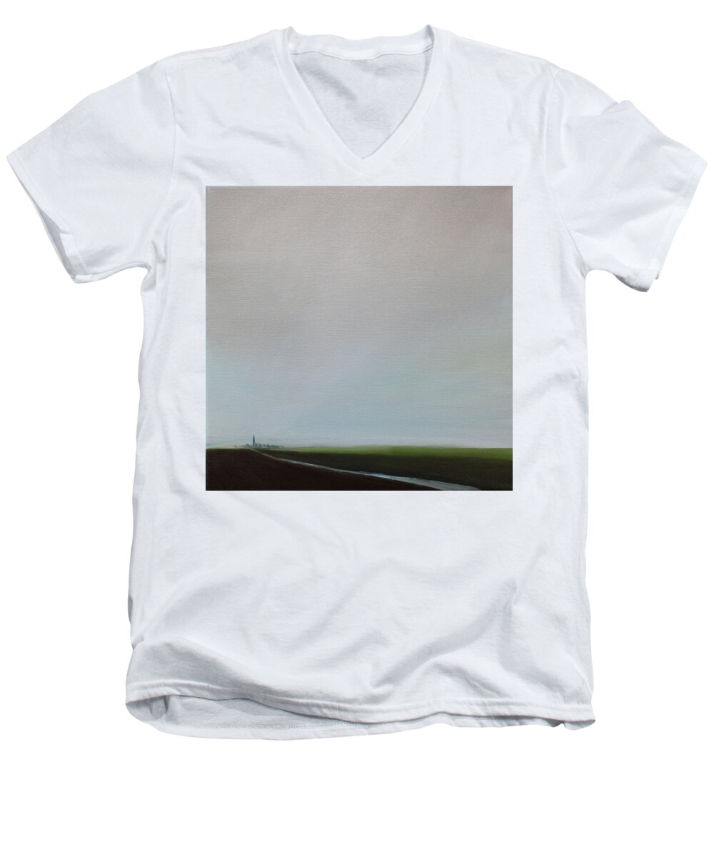 Tone Aanderaa Men's V-Neck T-Shirt featuring the painting Big Sky by Tone Aanderaa