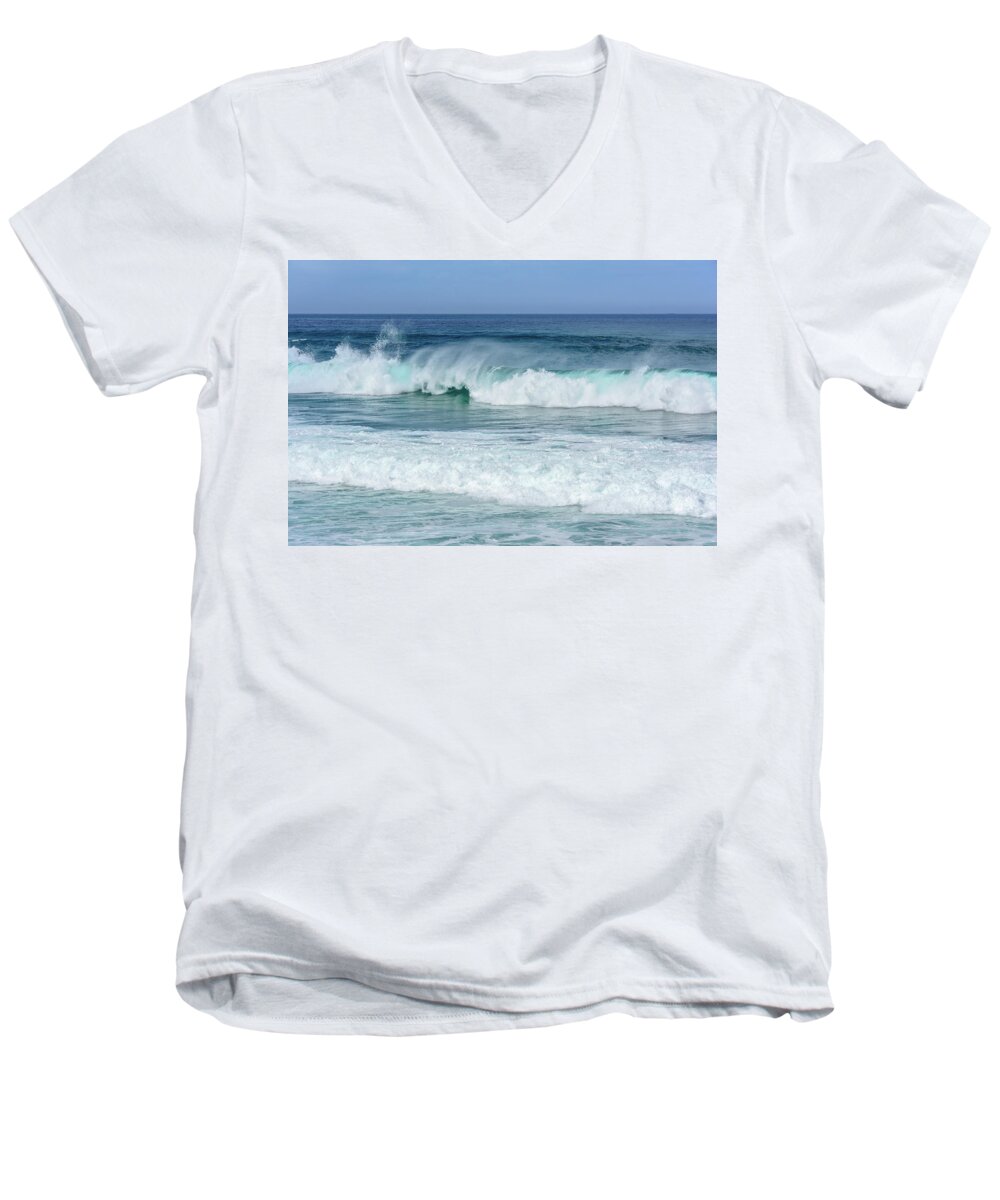 Waves Men's V-Neck T-Shirt featuring the photograph Big Waves by Marion McCristall