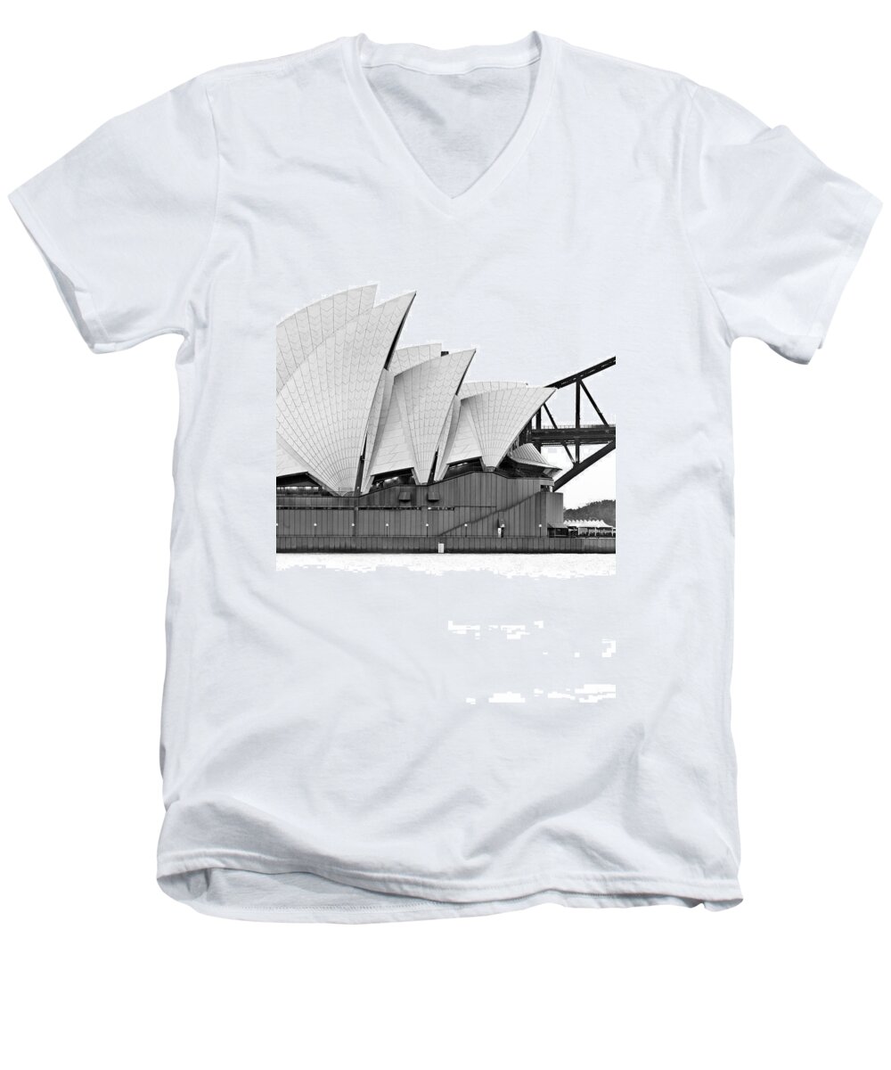 Sydney Opera House Men's V-Neck T-Shirt featuring the photograph Bird On The Harbour by Az Jackson