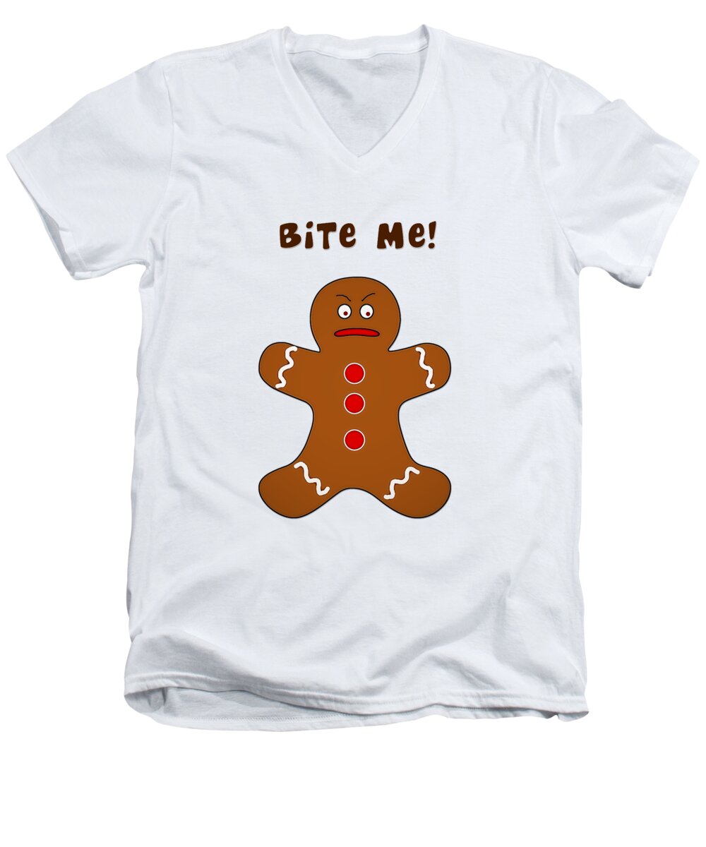 Bite Me Men's V-Neck T-Shirt featuring the digital art Bite Me by John Haldane