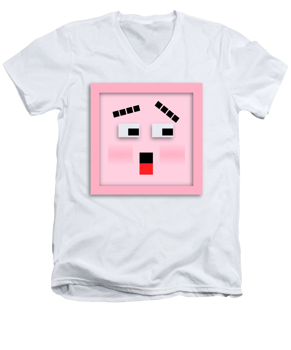 Squares Men's V-Neck T-Shirt featuring the digital art Blockhead by John Wills