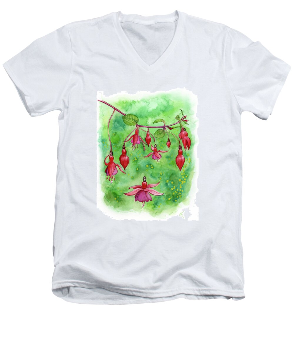 Tree Men's V-Neck T-Shirt featuring the painting Blossom Fairies by Norman Klein