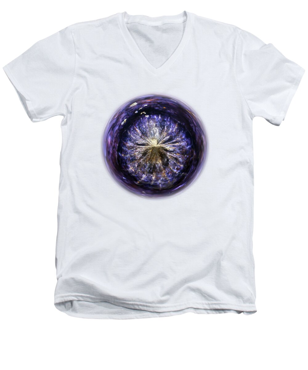 T-shirt Men's V-Neck T-Shirt featuring the photograph Blue Jelly Fish Orb on Transparent background by Terri Waters