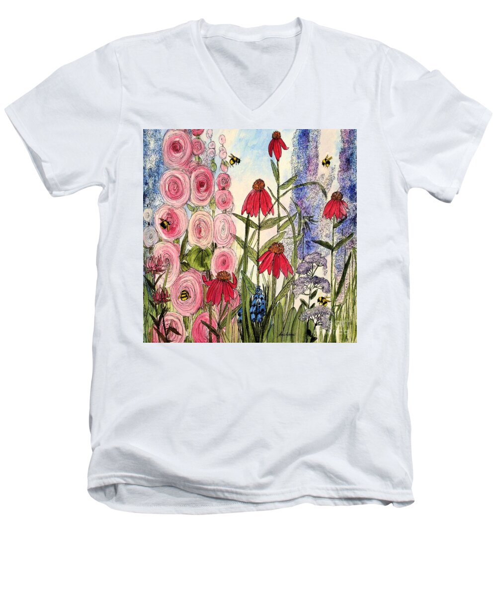 Flowers Men's V-Neck T-Shirt featuring the painting Botanical Wildflowers by Laurie Rohner