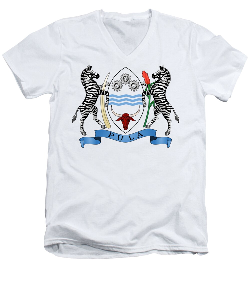 Botswana Men's V-Neck T-Shirt featuring the drawing Botswana Coat of Arms by Movie Poster Prints