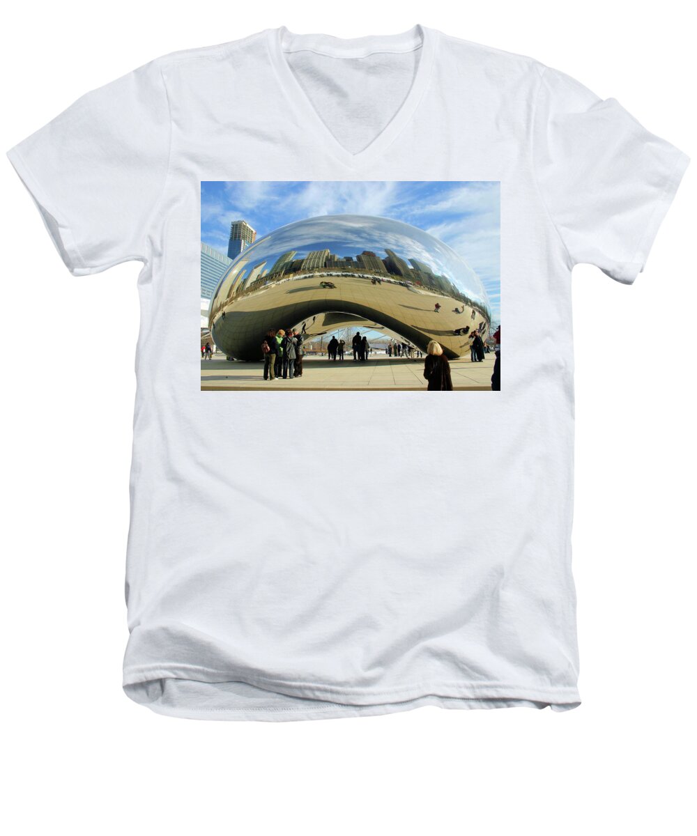 Chicago Men's V-Neck T-Shirt featuring the photograph Chicago Reflected by Kristin Elmquist
