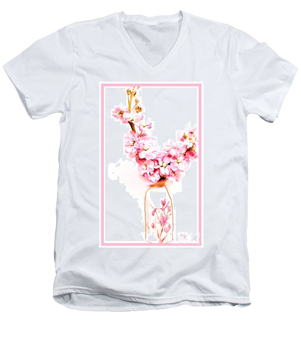 Digital Art Men's V-Neck T-Shirt featuring the digital art Chinese Bouquet by Marsha Heiken