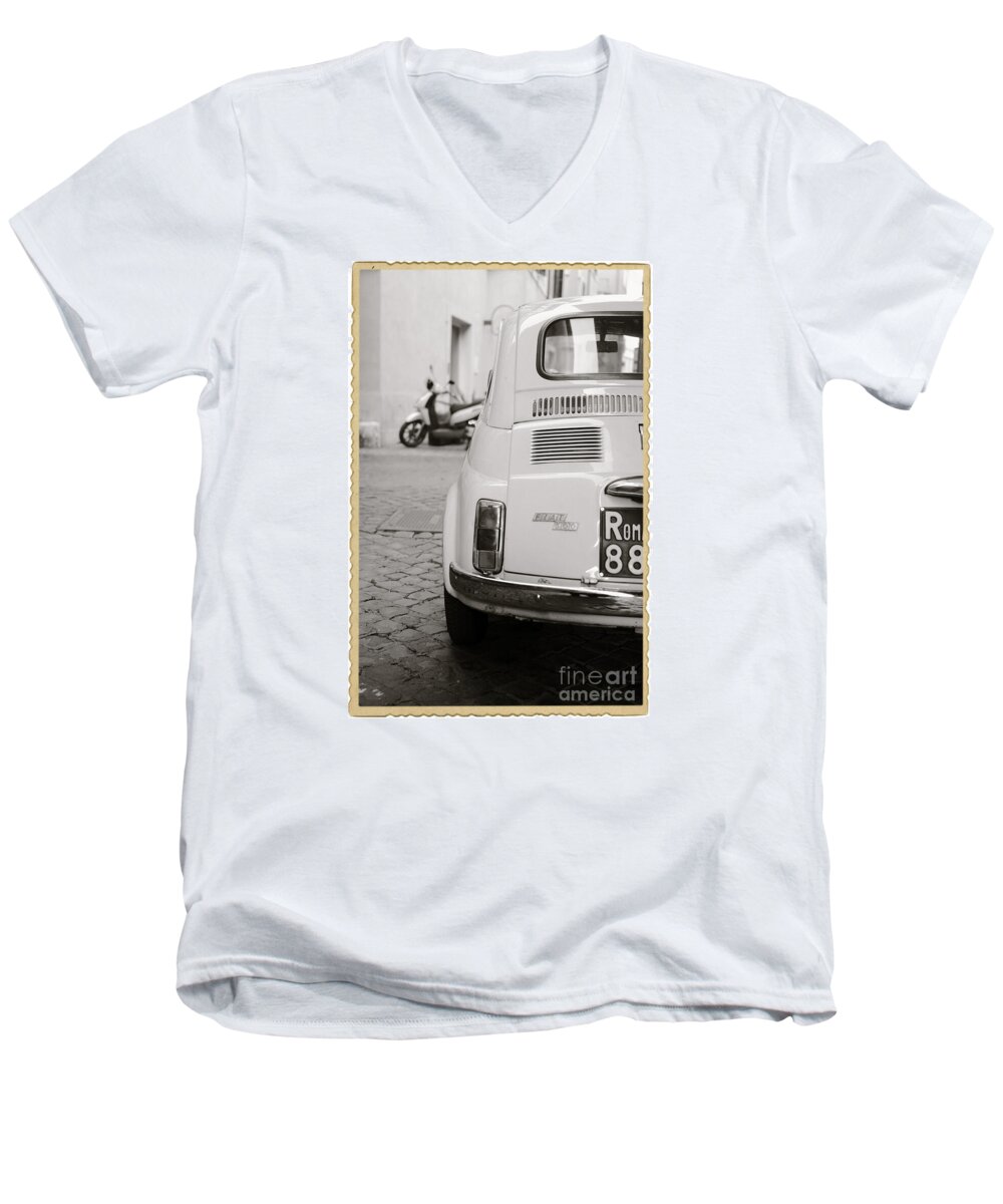 Italy Men's V-Neck T-Shirt featuring the photograph Cinquecento Black and White by Stefano Senise