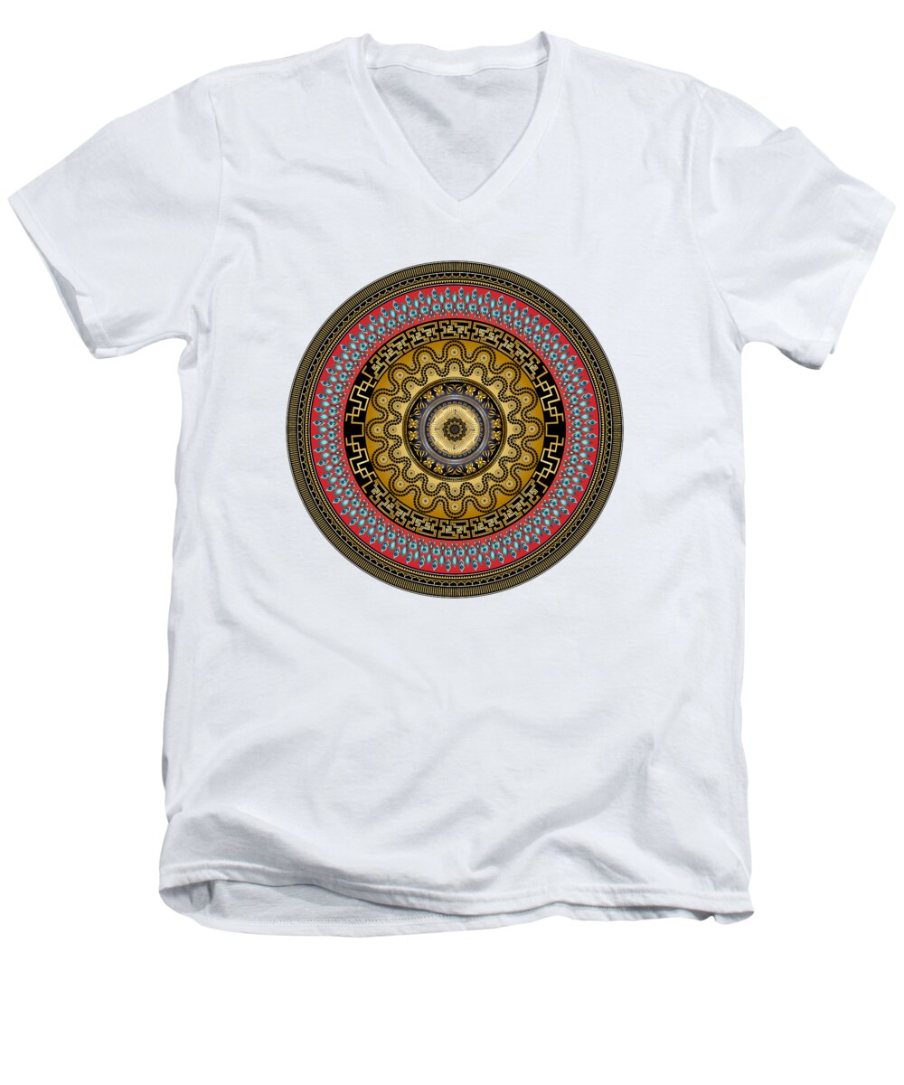 Mandala Men's V-Neck T-Shirt featuring the digital art Circularium No. 2644 by Alan Bennington