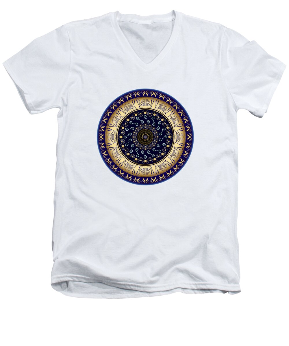 Mandala Men's V-Neck T-Shirt featuring the digital art Circularium No 2648 by Alan Bennington