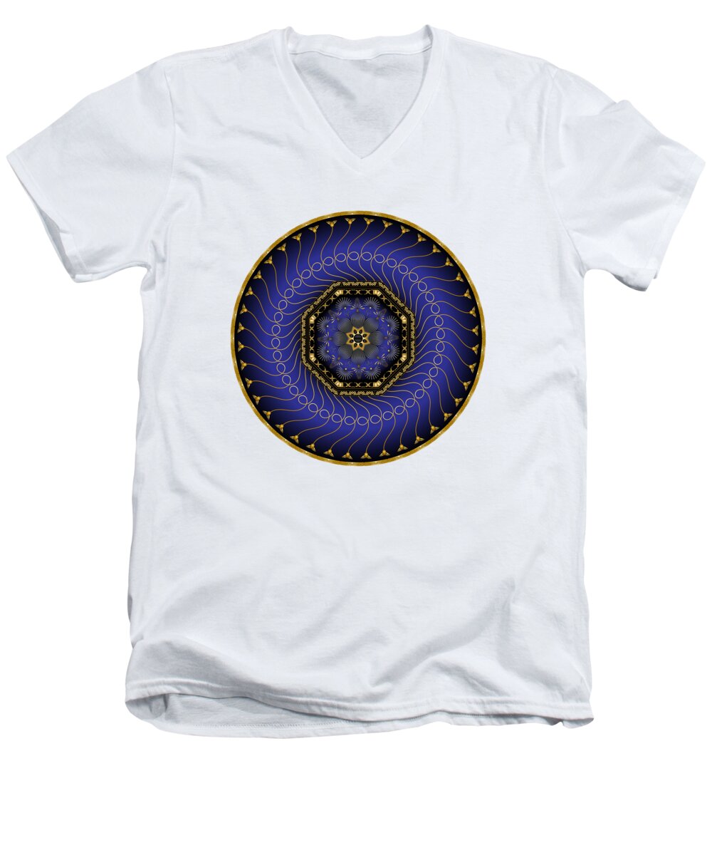 Mandala Men's V-Neck T-Shirt featuring the digital art Circularium No 2714 by Alan Bennington
