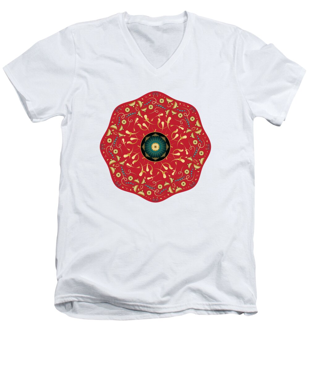 Mandala Men's V-Neck T-Shirt featuring the digital art Circularium No. 2736 by Alan Bennington
