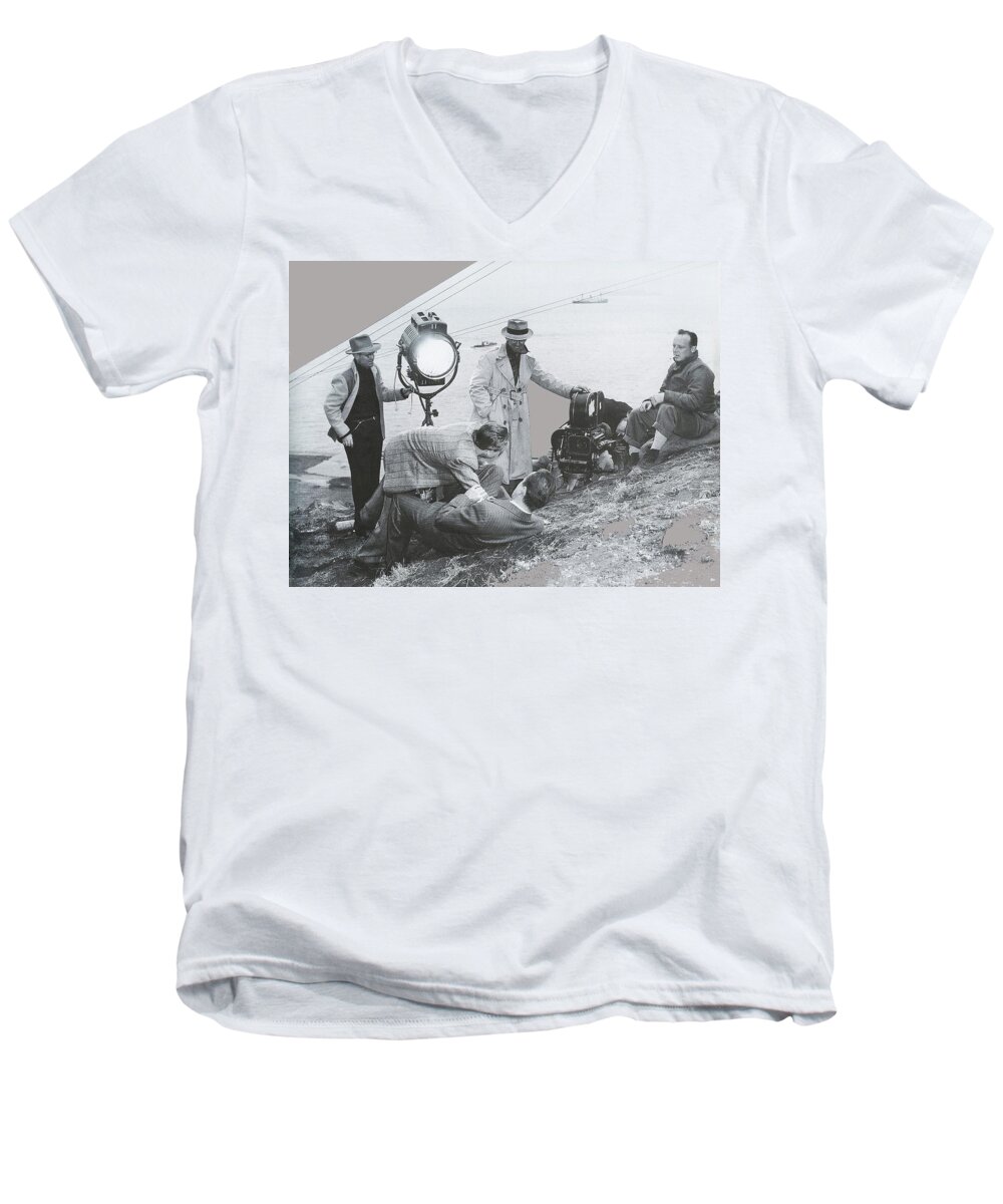 Clifton Young And Bogie Fight To The Death Dark Passage 1947-2016 Men's V-Neck T-Shirt featuring the photograph Clifton Young and Bogie fight to the death Dark Passage 1947-2016 by David Lee Guss
