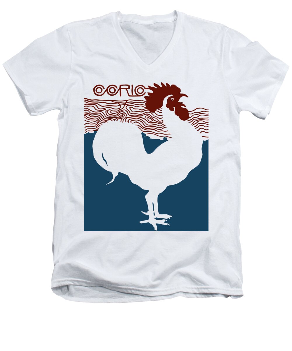 Cocorico Men's V-Neck T-Shirt featuring the digital art Cocorico by Heidi De Leeuw