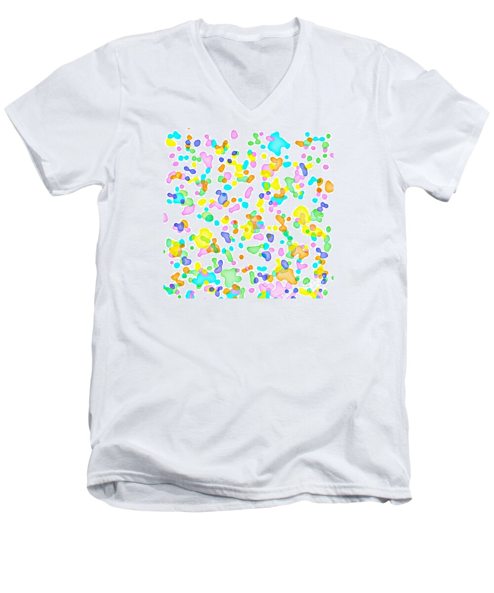 Abstract Men's V-Neck T-Shirt featuring the digital art Color Blots by Susan Stevenson