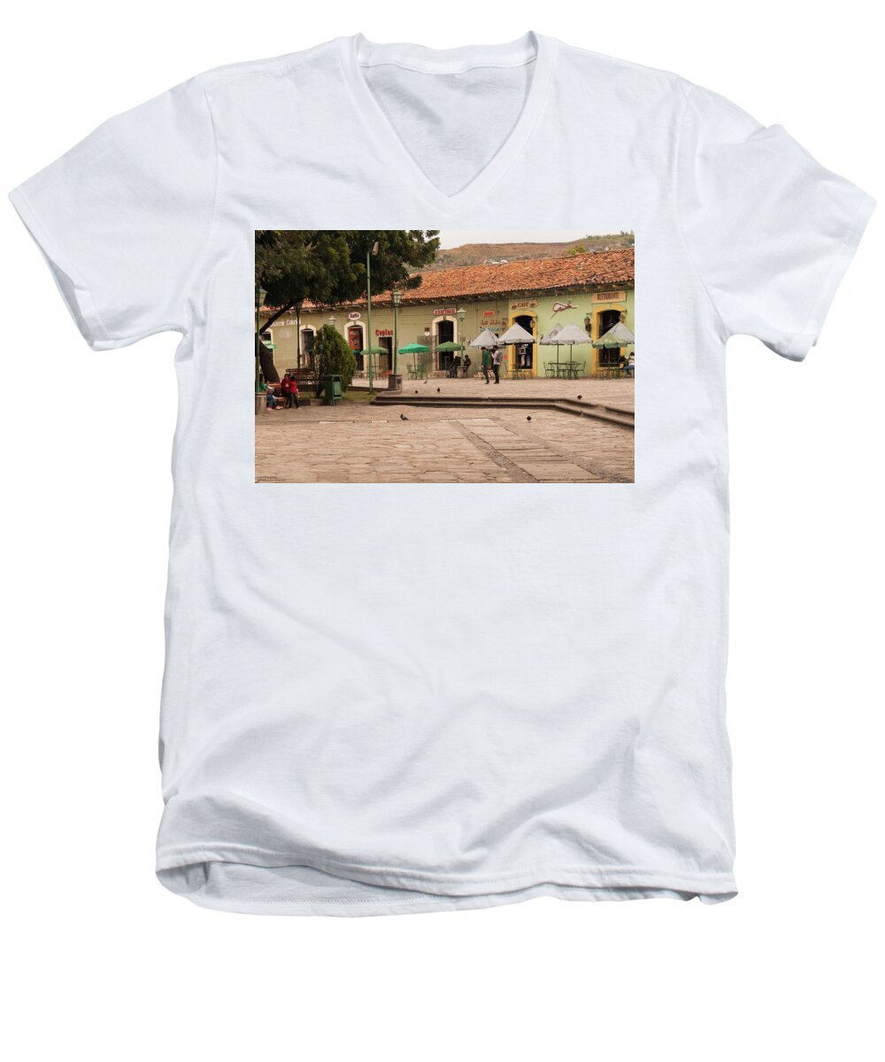 City Men's V-Neck T-Shirt featuring the photograph Comayagua Square - A Different View by Hany J