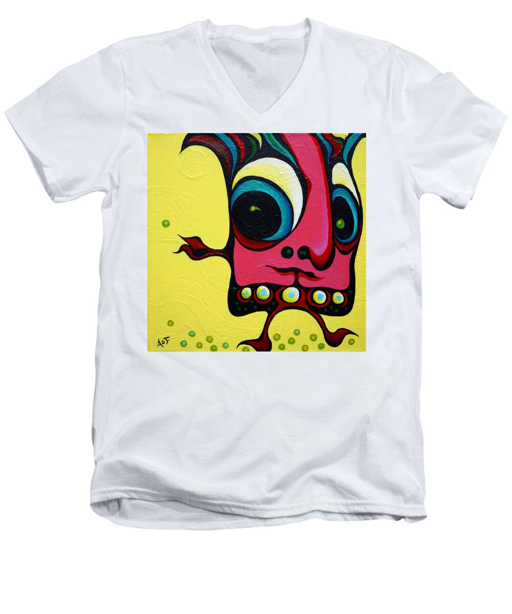 Strew Men's V-Neck T-Shirt featuring the painting Crop Dustin by Amy Ferrari