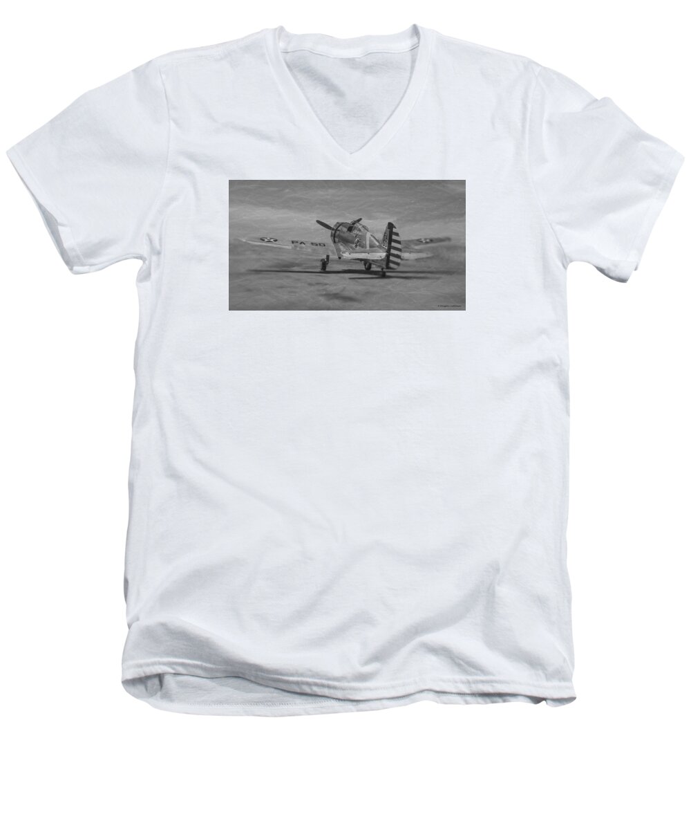 Aviation Men's V-Neck T-Shirt featuring the photograph Curtiss P-36 Hawk by Douglas Castleman
