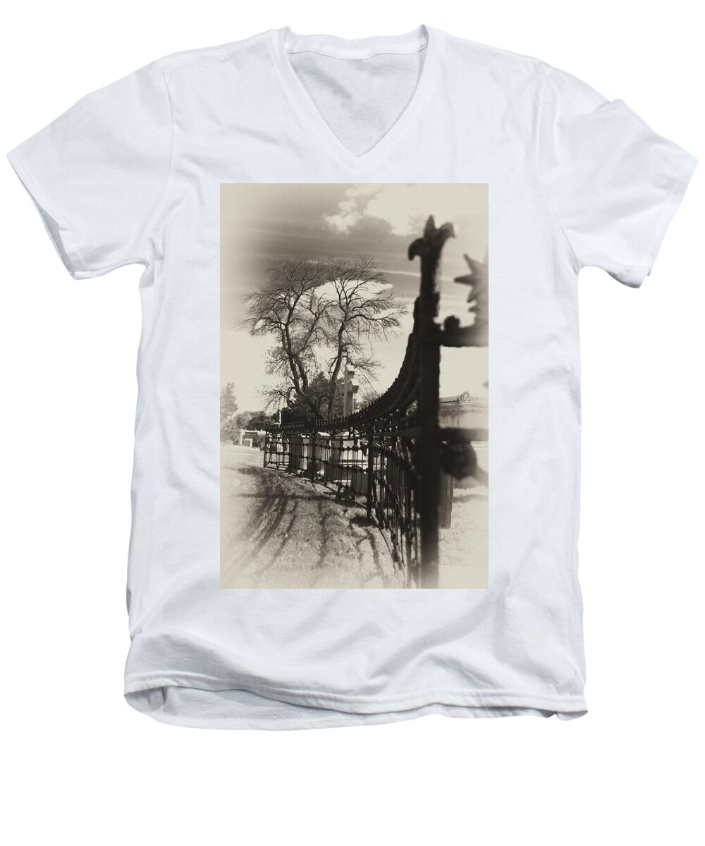 Gate Men's V-Neck T-Shirt featuring the photograph Curved Gate by Scott Wyatt
