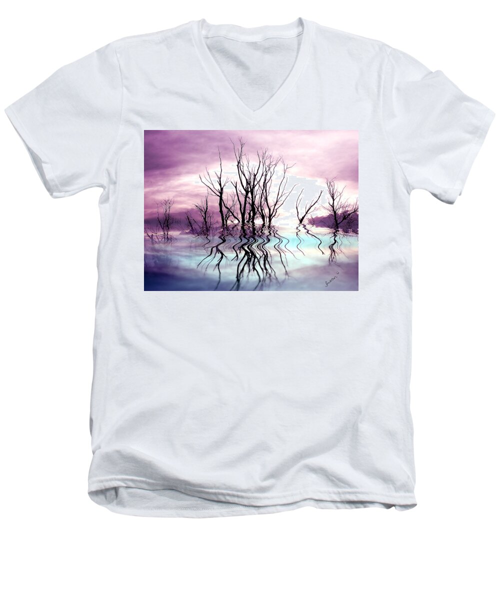  Photo Artwork Men's V-Neck T-Shirt featuring the photograph Dead Trees colored version by Susan Kinney