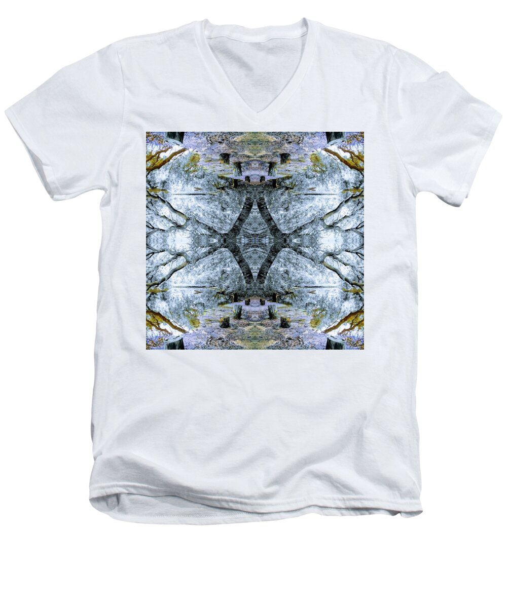 Abstract Men's V-Neck T-Shirt featuring the digital art Deciduous Dimensions by Sherry Kuhlkin