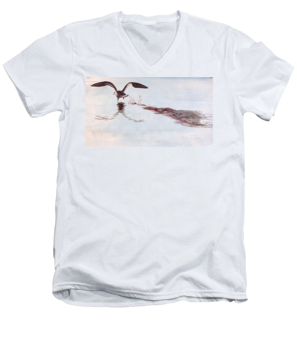 Ocean Men's V-Neck T-Shirt featuring the painting Departure by Stan Tenney