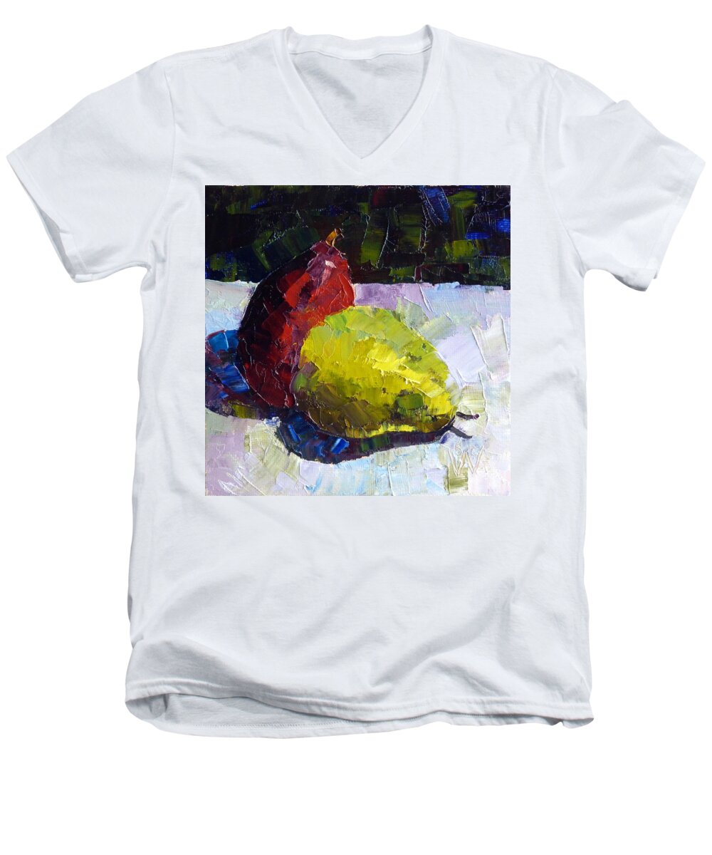 Still Life Men's V-Neck T-Shirt featuring the painting Deux D'Anjou by Susan Woodward